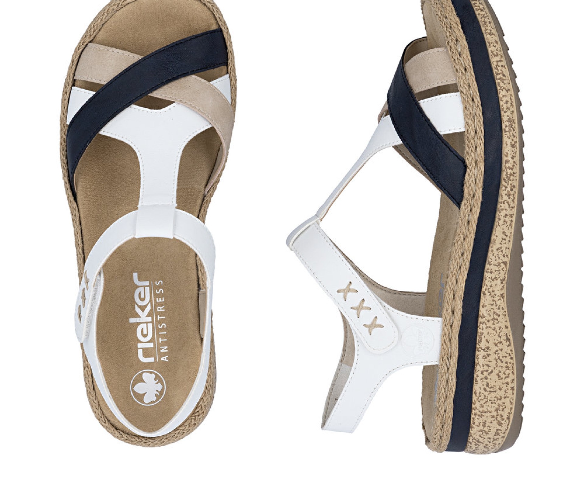 RIEKER multicolorr telitalpú női szandál 