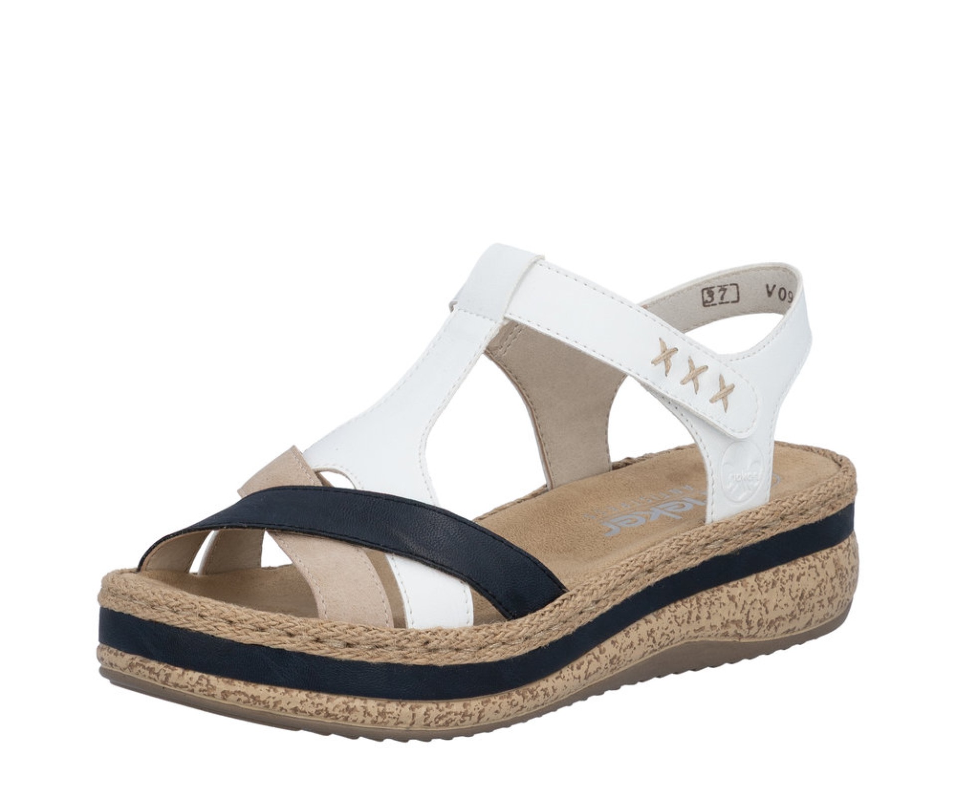 RIEKER multicolorr telitalpú női szandál 