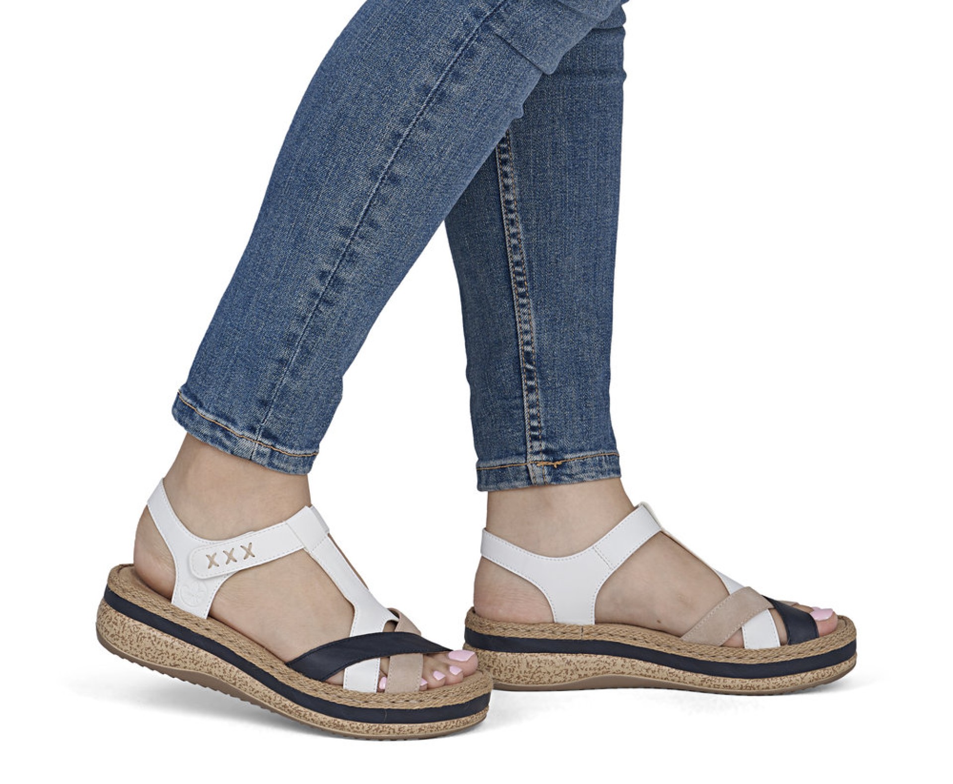 RIEKER multicolorr telitalpú női szandál 