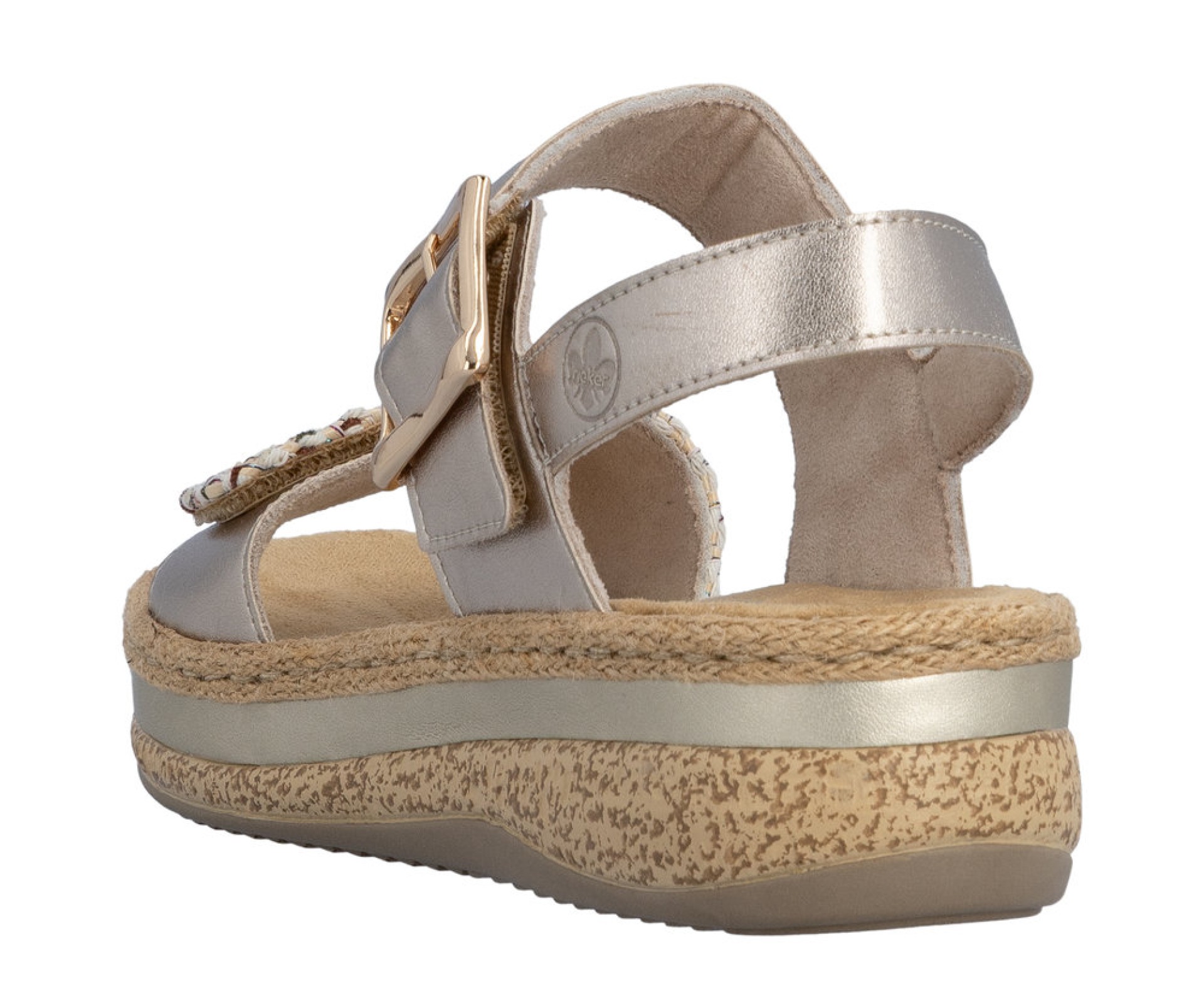 RIEKER arany telitalpú női bőr szandál 