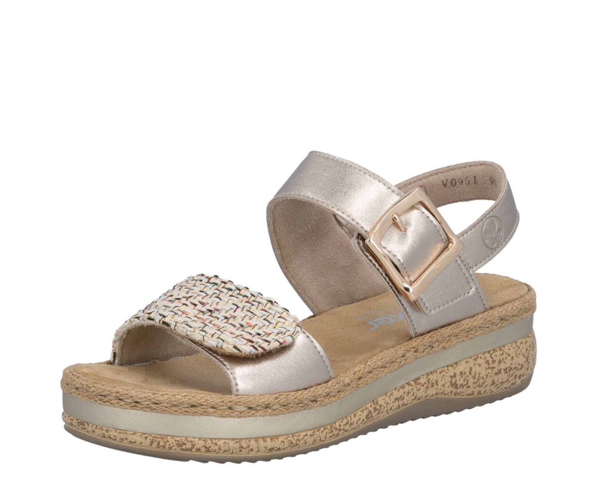 RIEKER arany telitalpú női bőr szandál 