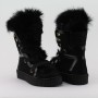DUZSOL fekete női szőrmés bőr  csizma