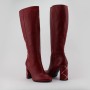 DUZSOL piros női bőr hosszú szárú csizma