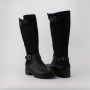 DUZSOL fekete női bőr hosszú szárú csizma