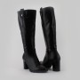 DUZSOL fekete női bőr hosszú szárú csizma