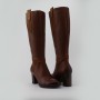 DUZSOL barna női bőr hosszú szárú csizma