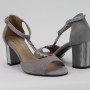 DUZSOL szürke magassarkú bőr női szandál