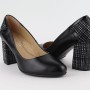 DUZSOL fekete magassarkú bőr női cipő