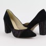 DUZSOL fekete magassarkú női bőr cipő